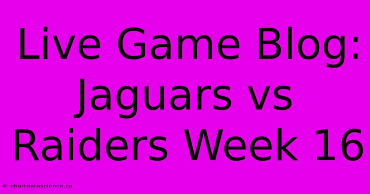 Live Game Blog: Jaguars Vs Raiders Week 16