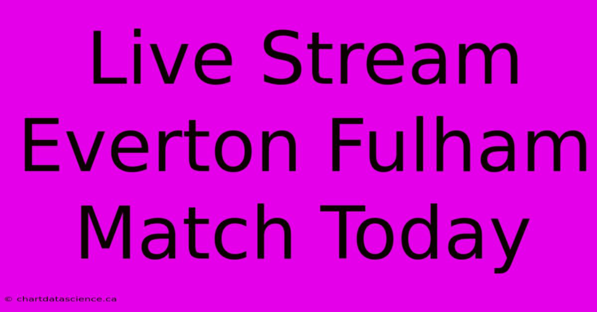 Live Stream Everton Fulham Match Today