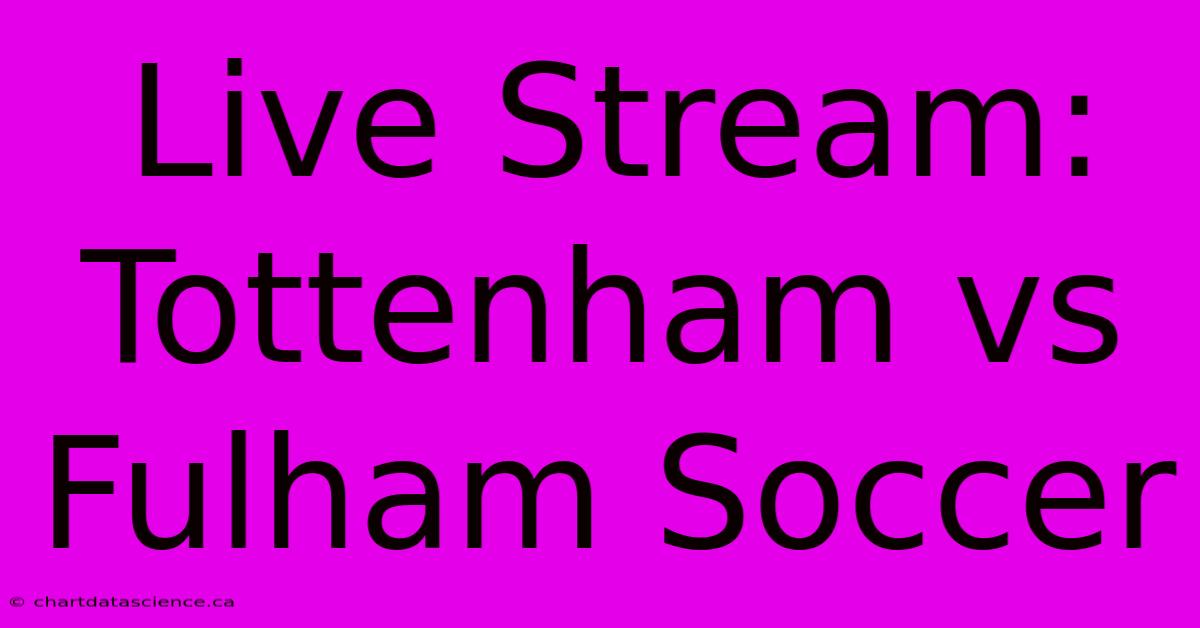 Live Stream: Tottenham Vs Fulham Soccer