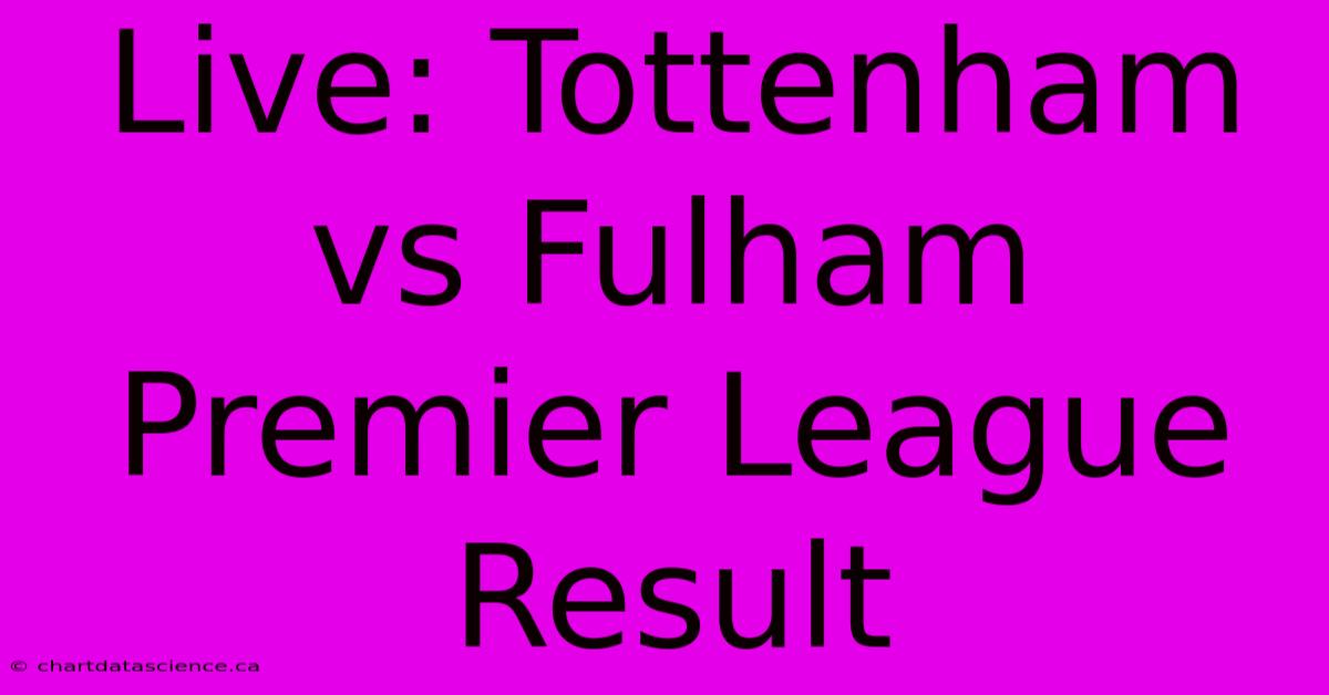 Live: Tottenham Vs Fulham Premier League Result