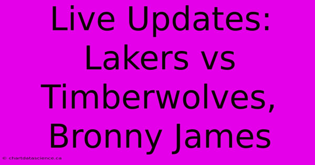 Live Updates: Lakers Vs Timberwolves, Bronny James 