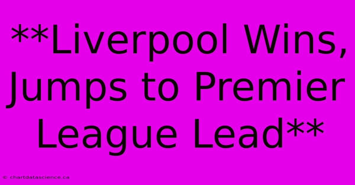 **Liverpool Wins, Jumps To Premier League Lead**