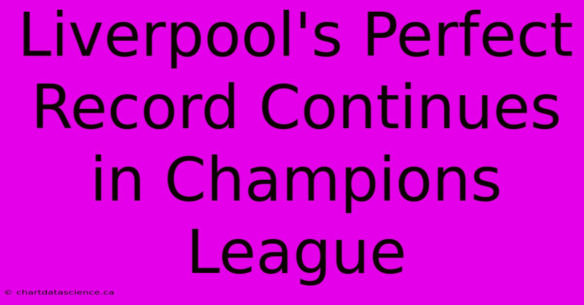 Liverpool's Perfect Record Continues In Champions League