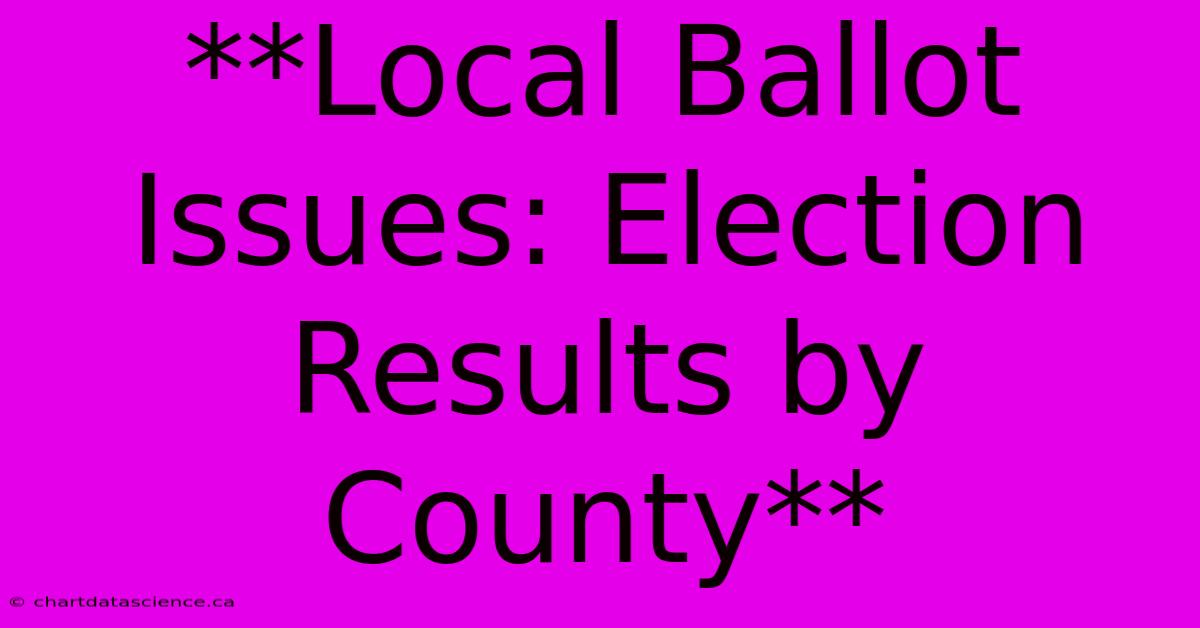 **Local Ballot Issues: Election Results By County**