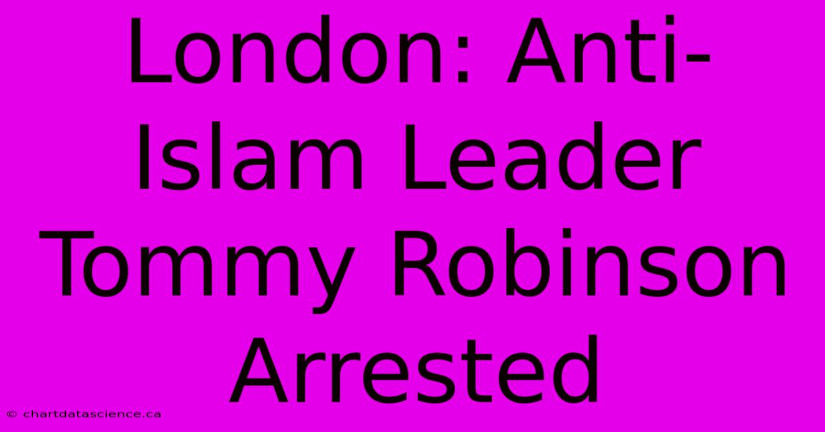 London: Anti-Islam Leader Tommy Robinson Arrested 