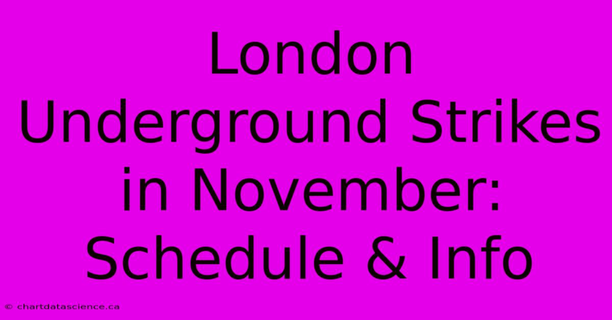 London Underground Strikes In November: Schedule & Info 