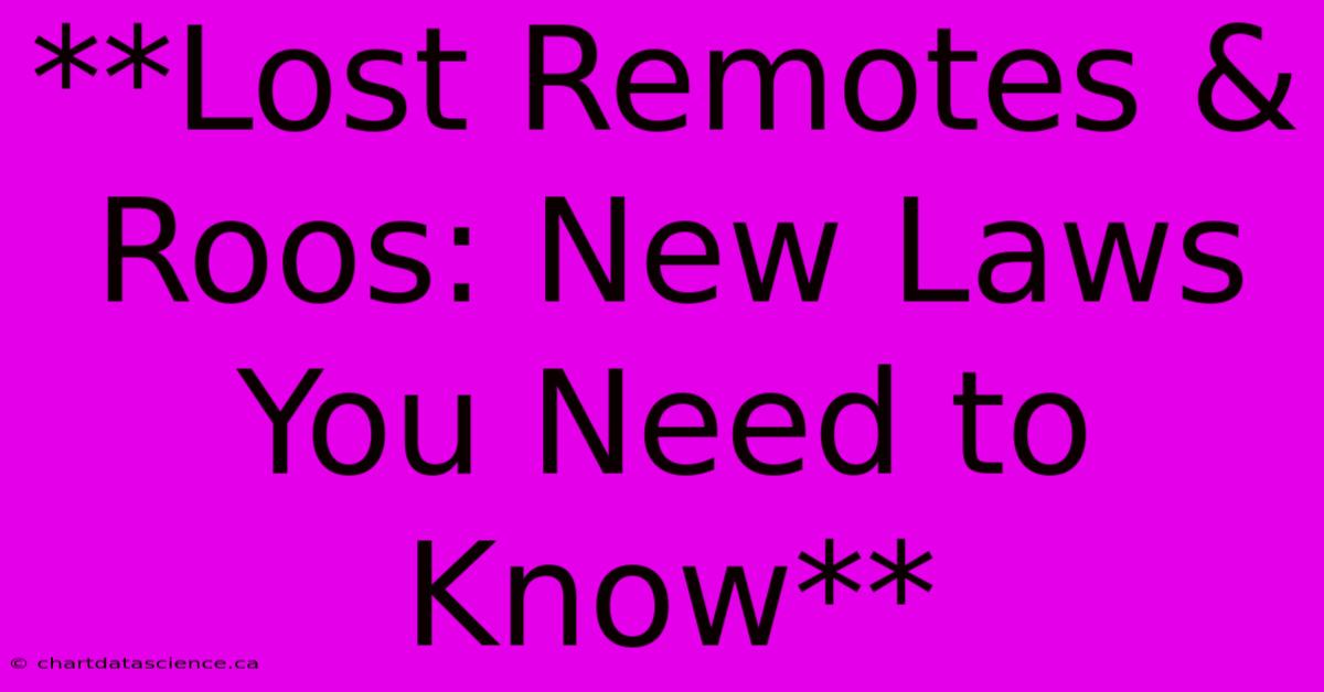 **Lost Remotes & Roos: New Laws You Need To Know** 