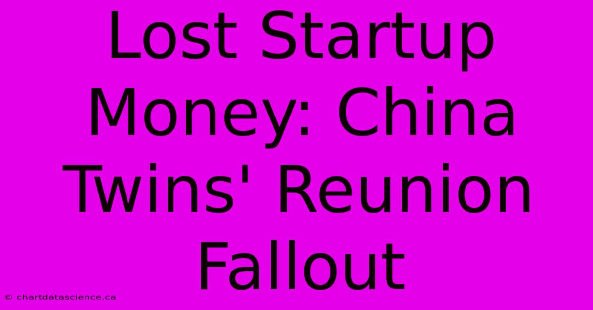 Lost Startup Money: China Twins' Reunion Fallout