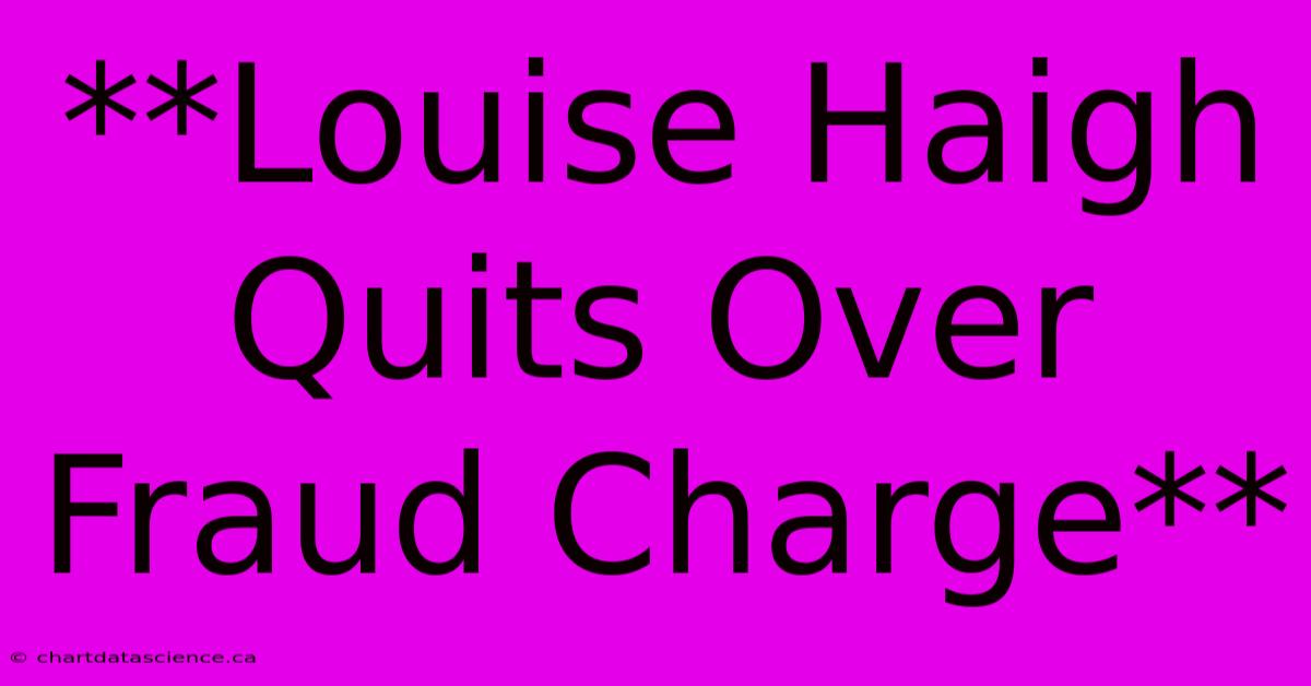 **Louise Haigh Quits Over Fraud Charge**