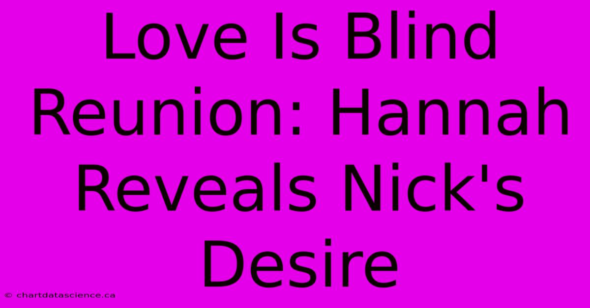 Love Is Blind Reunion: Hannah Reveals Nick's Desire