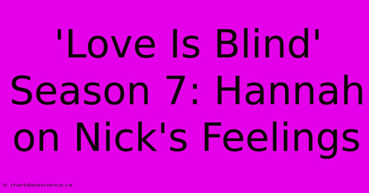 'Love Is Blind' Season 7: Hannah On Nick's Feelings