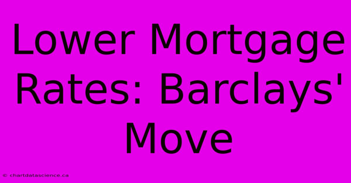 Lower Mortgage Rates: Barclays' Move