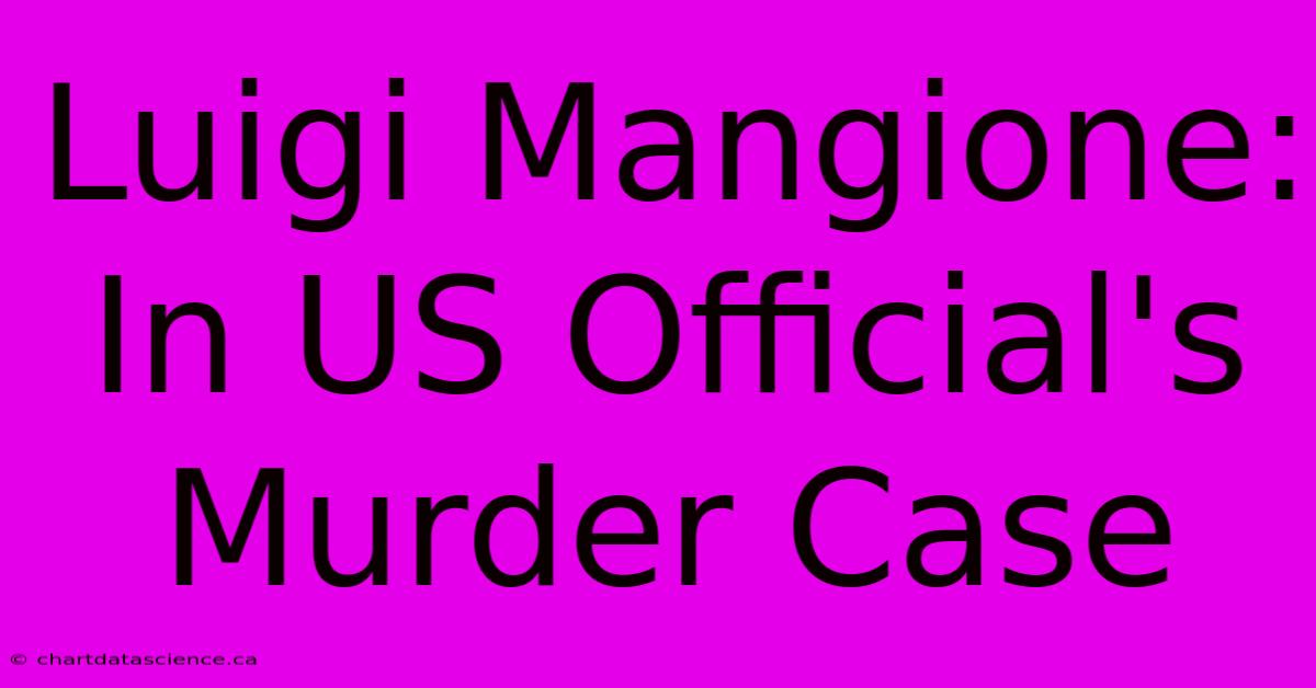 Luigi Mangione:  In US Official's Murder Case