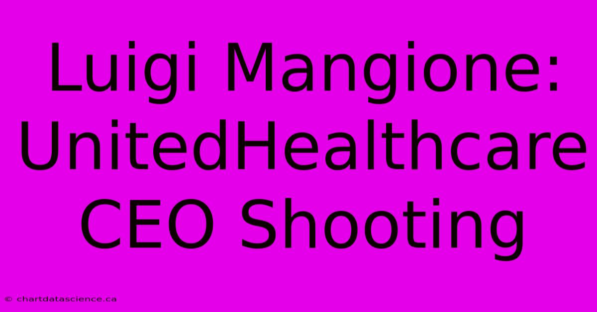 Luigi Mangione: UnitedHealthcare CEO Shooting