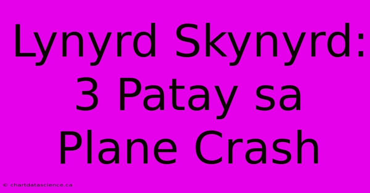 Lynyrd Skynyrd: 3 Patay Sa Plane Crash