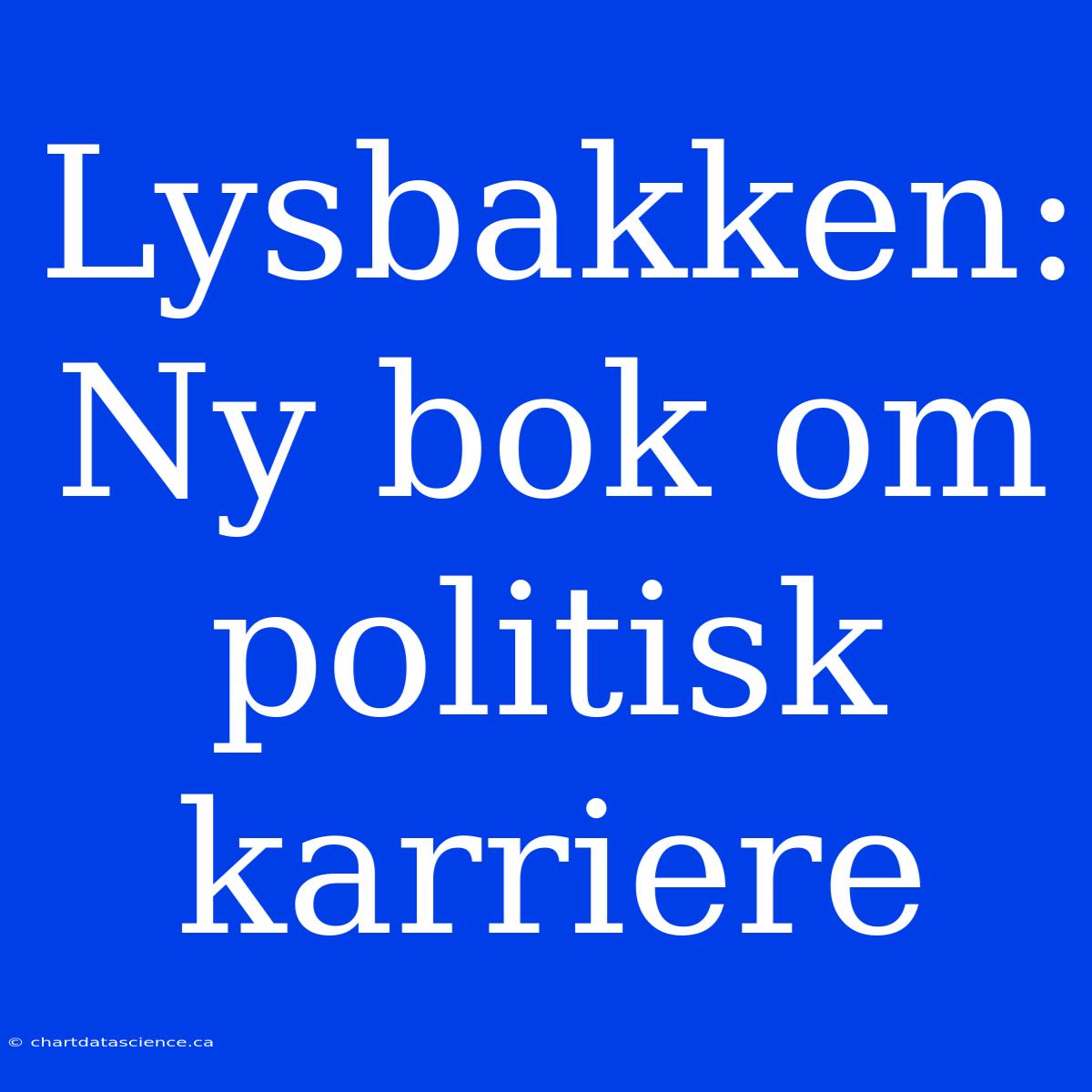 Lysbakken: Ny Bok Om Politisk Karriere