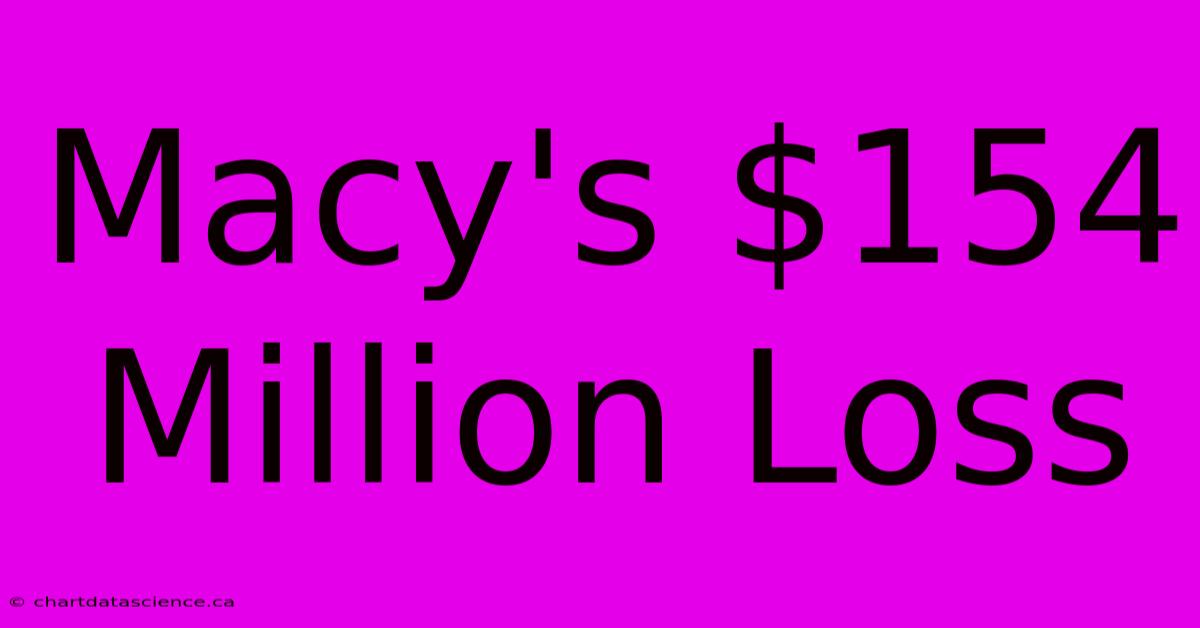 Macy's $154 Million Loss