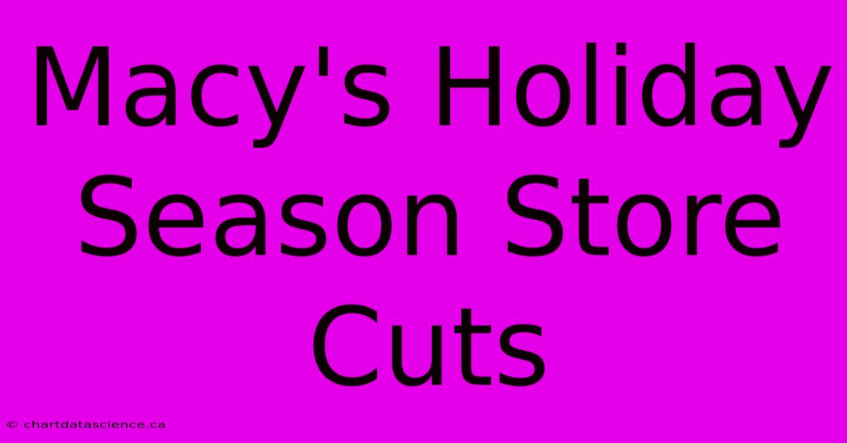 Macy's Holiday Season Store Cuts