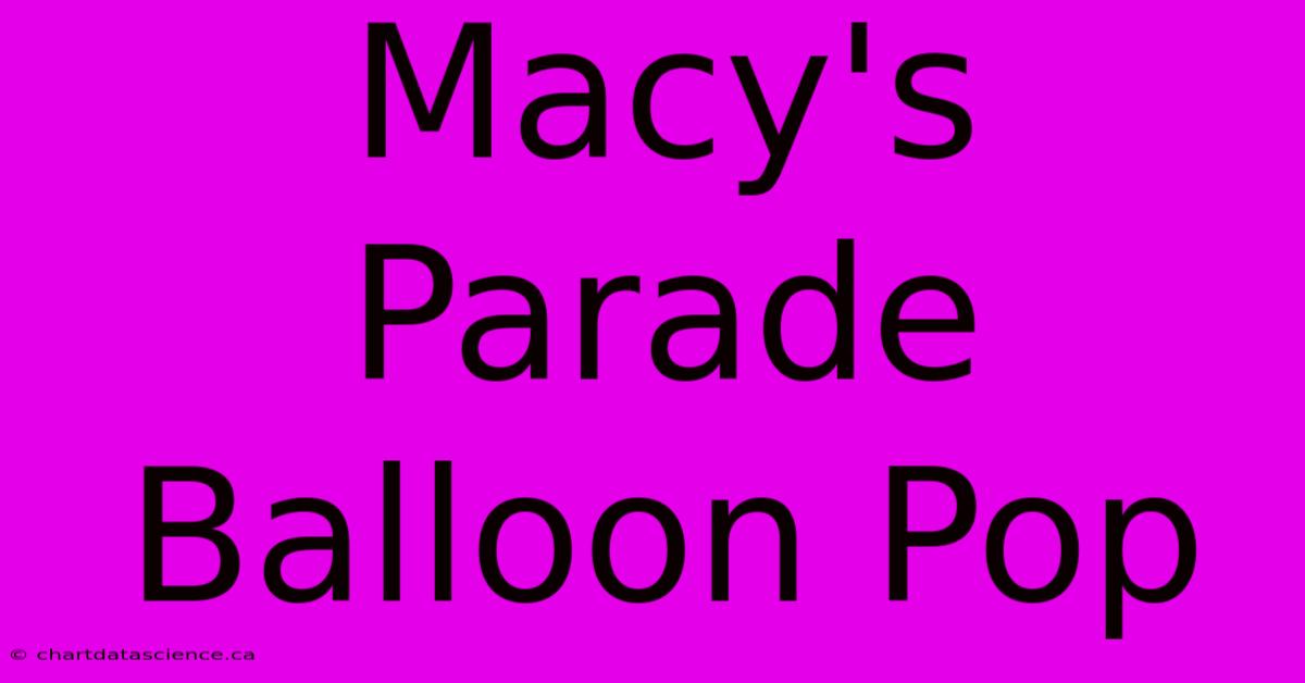 Macy's Parade Balloon Pop