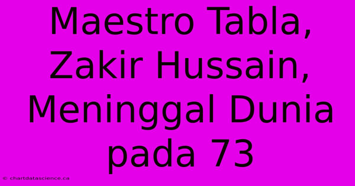 Maestro Tabla, Zakir Hussain, Meninggal Dunia Pada 73