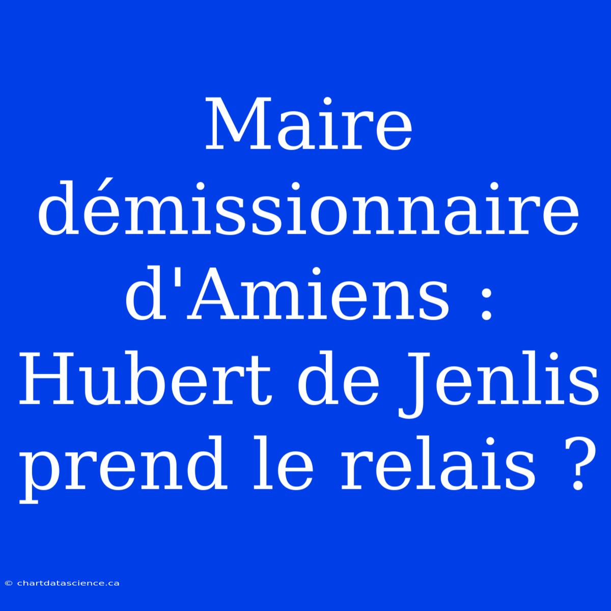 Maire Démissionnaire D'Amiens :  Hubert De Jenlis Prend Le Relais ?