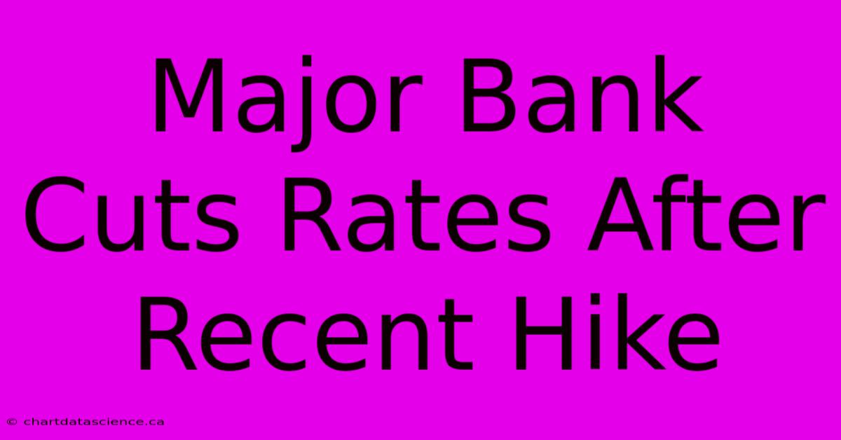 Major Bank Cuts Rates After Recent Hike