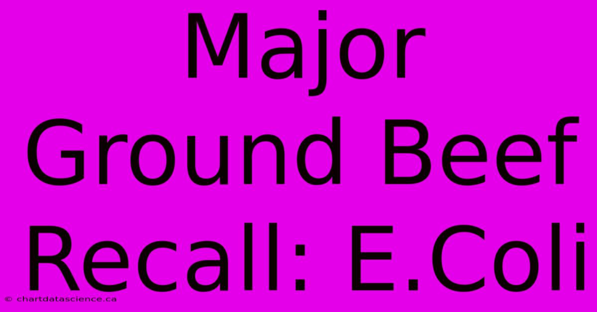 Major Ground Beef Recall: E.Coli