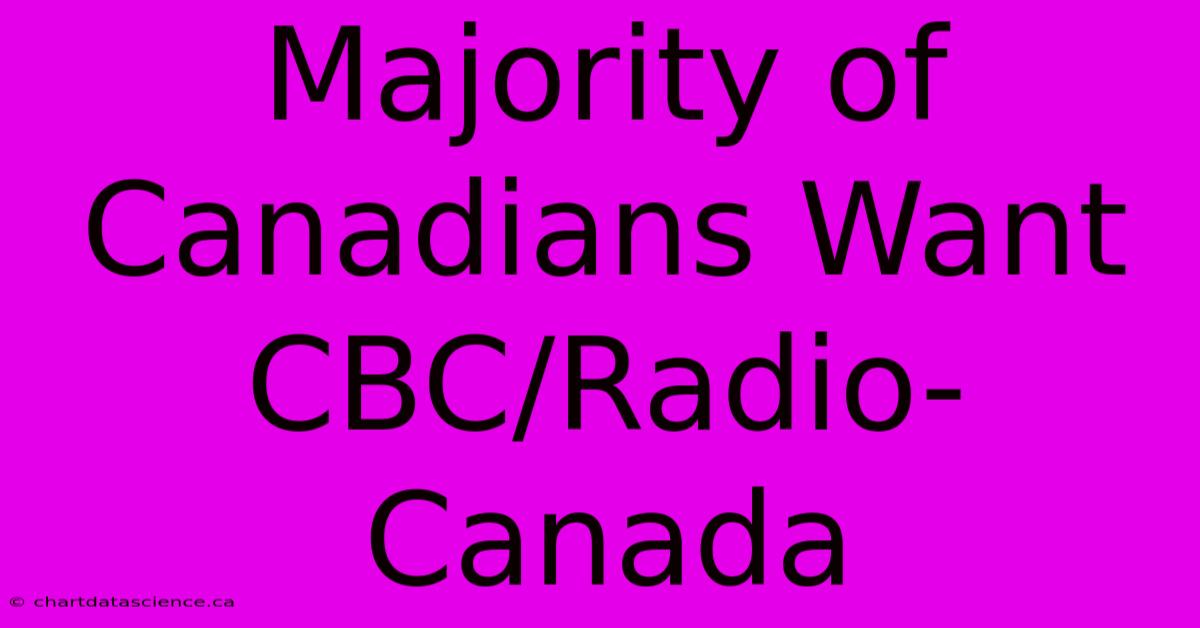 Majority Of Canadians Want CBC/Radio-Canada