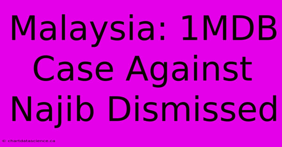 Malaysia: 1MDB Case Against Najib Dismissed