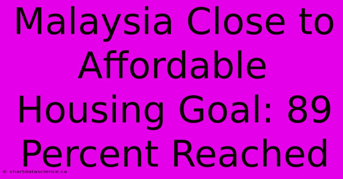 Malaysia Close To Affordable Housing Goal: 89 Percent Reached