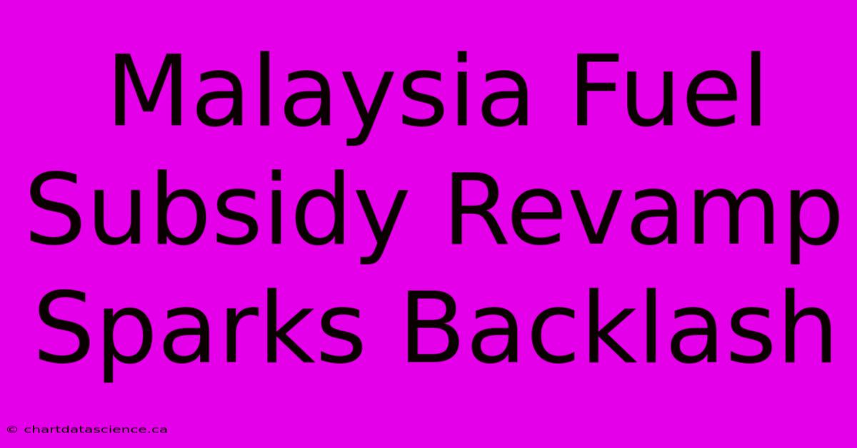 Malaysia Fuel Subsidy Revamp Sparks Backlash