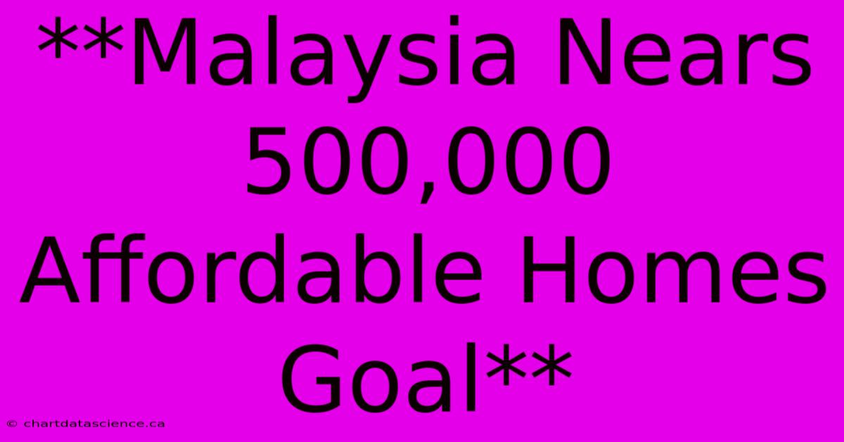 **Malaysia Nears 500,000 Affordable Homes Goal**