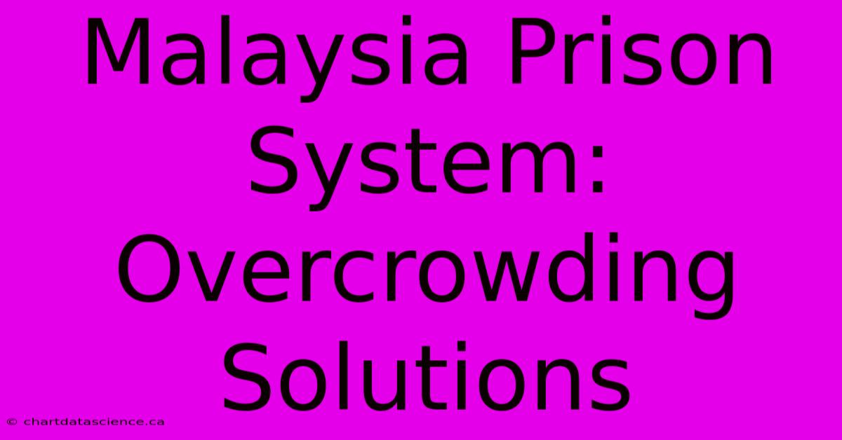 Malaysia Prison System: Overcrowding Solutions