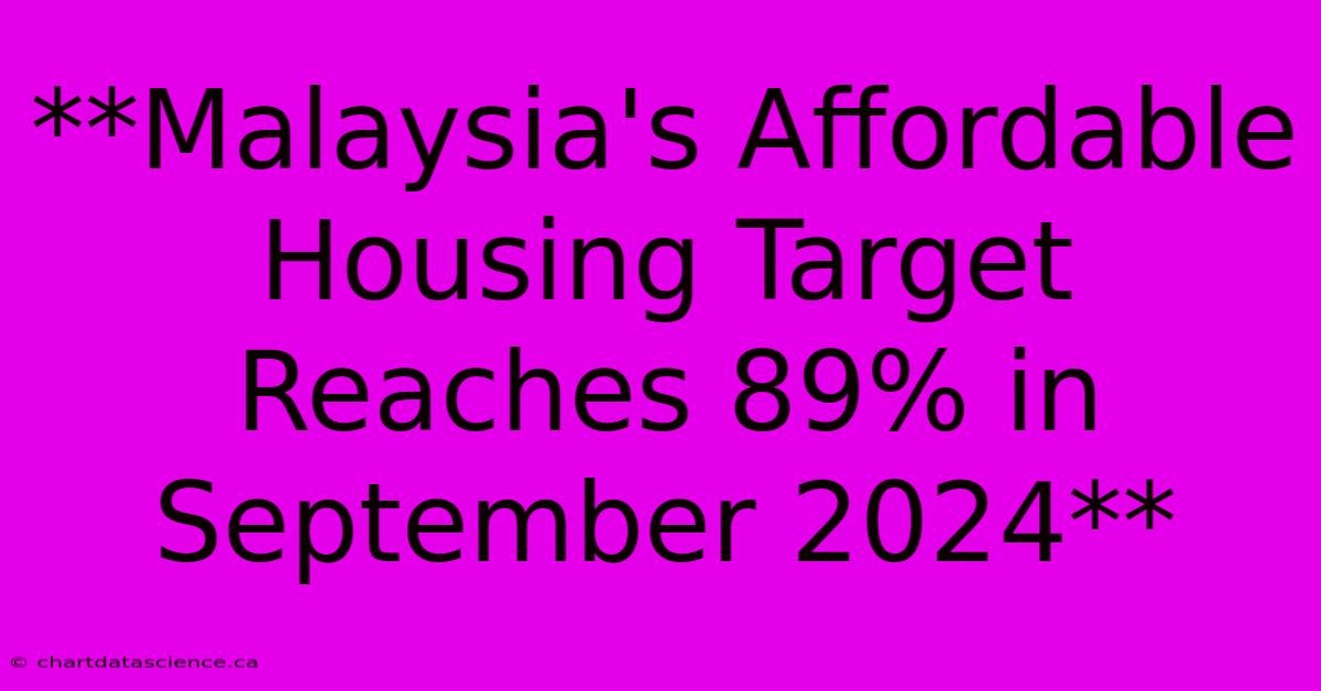 **Malaysia's Affordable Housing Target Reaches 89% In September 2024**