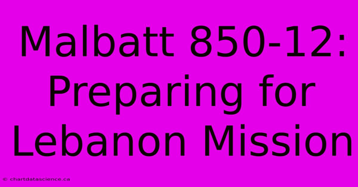 Malbatt 850-12: Preparing For Lebanon Mission 