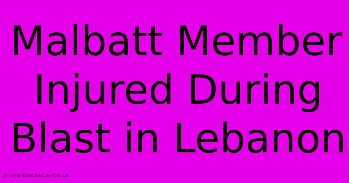 Malbatt Member Injured During Blast In Lebanon