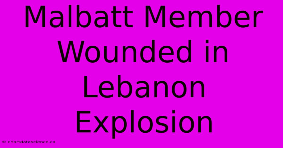 Malbatt Member Wounded In Lebanon Explosion