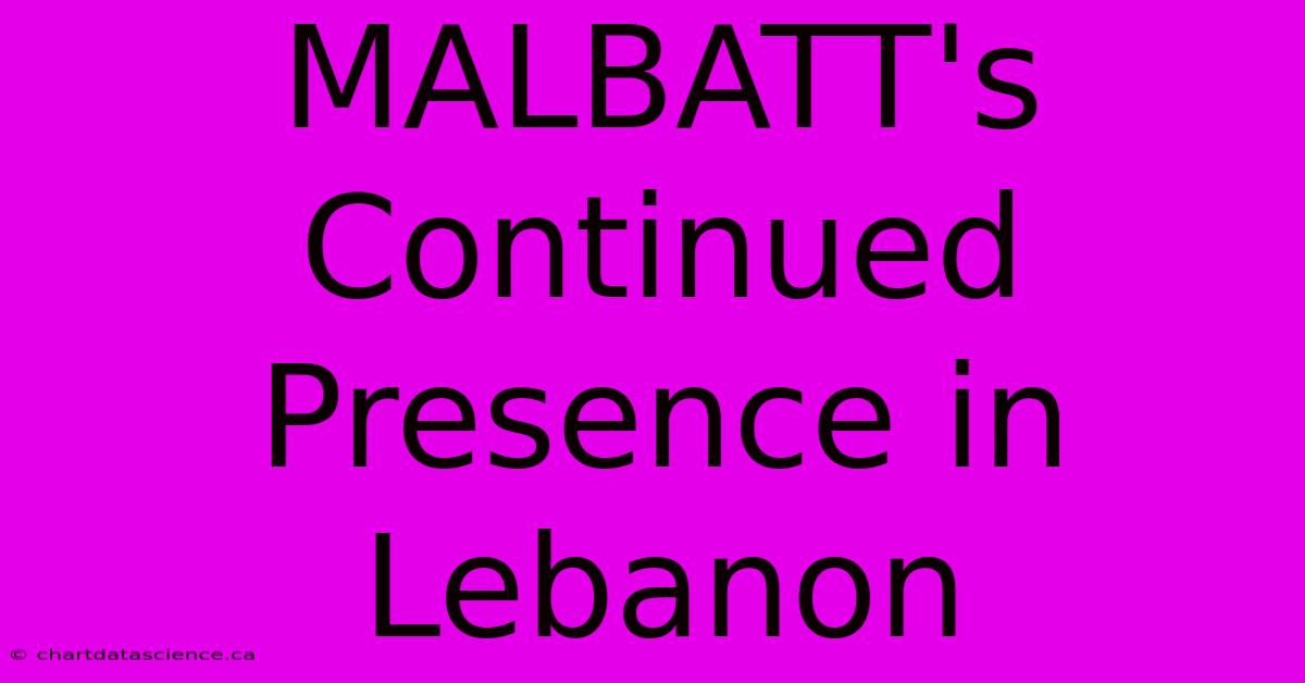 MALBATT's Continued Presence In Lebanon