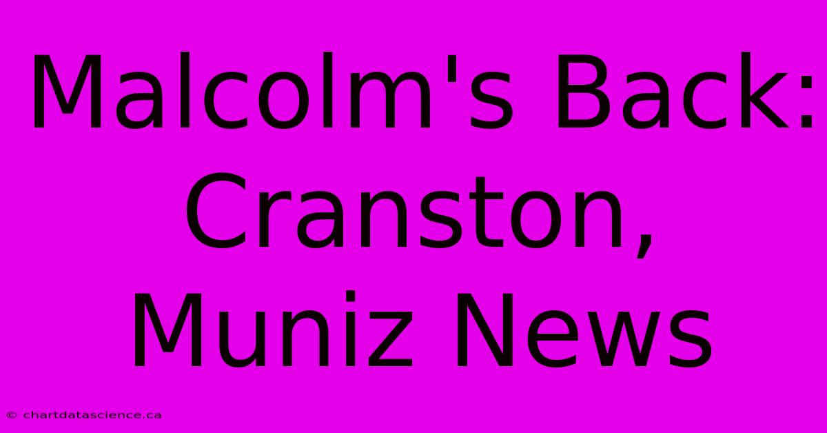 Malcolm's Back:  Cranston, Muniz News