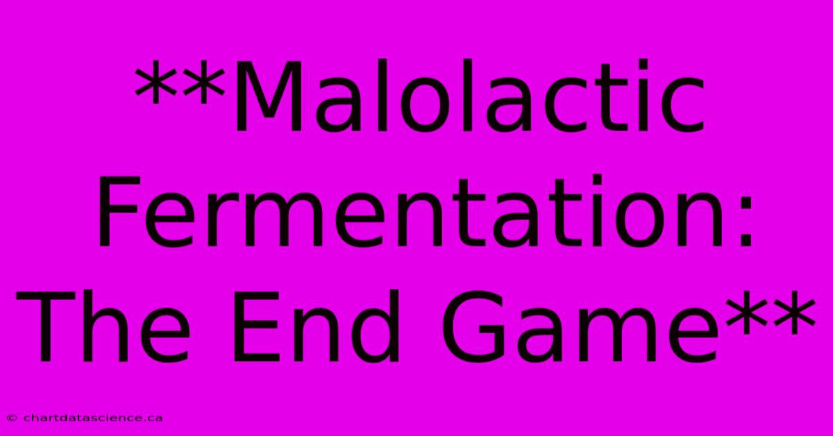 **Malolactic Fermentation: The End Game** 