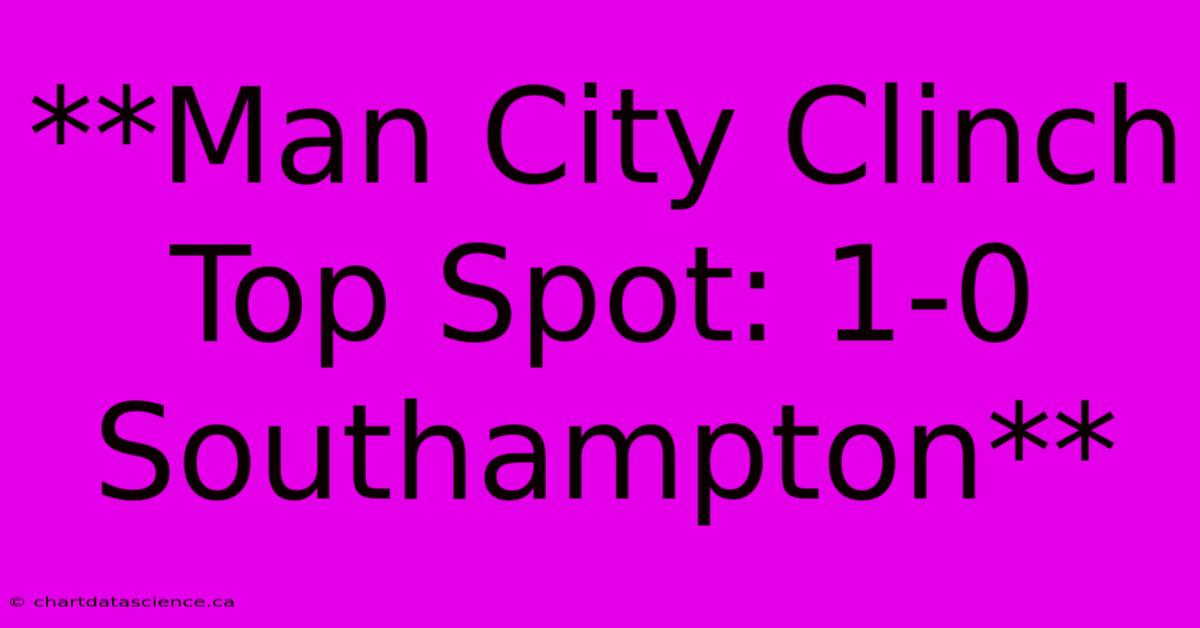 **Man City Clinch Top Spot: 1-0 Southampton**