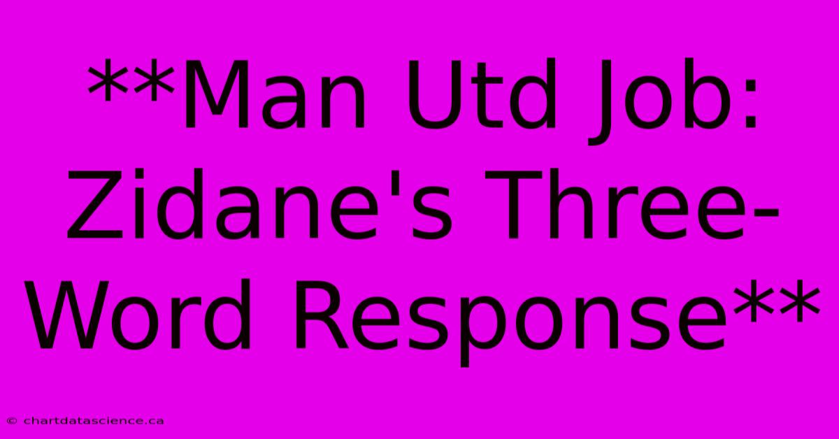 **Man Utd Job: Zidane's Three-Word Response** 