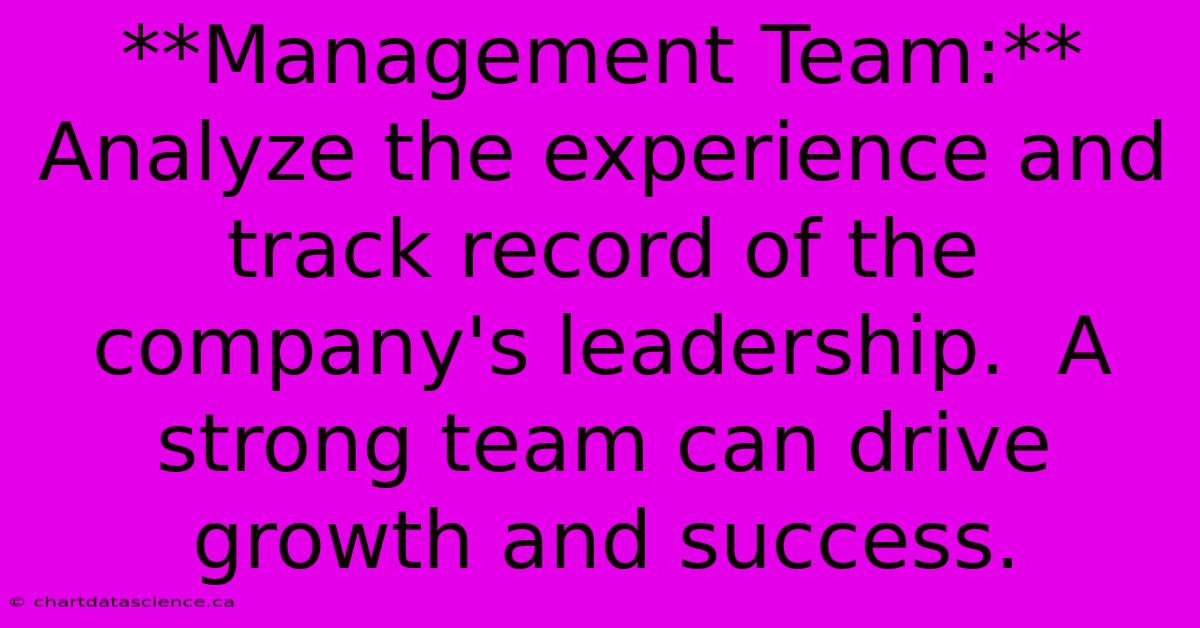 **Management Team:** Analyze The Experience And Track Record Of The Company's Leadership.  A Strong Team Can Drive Growth And Success.