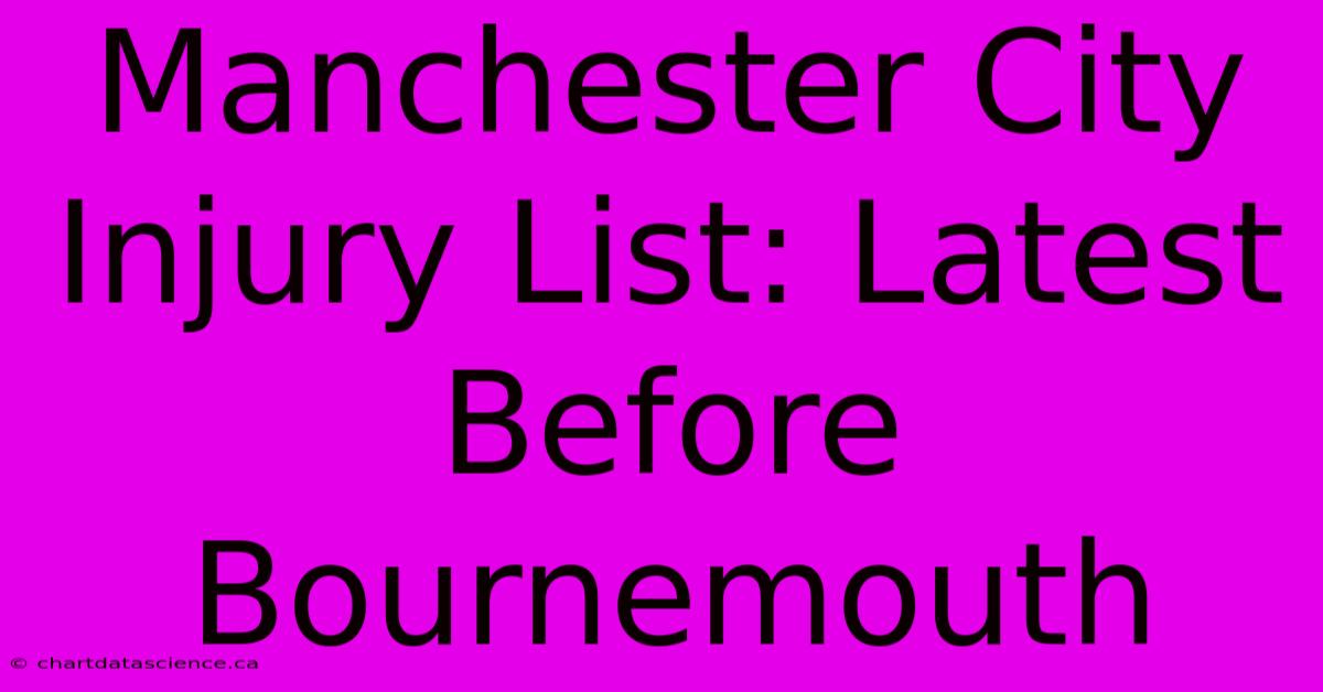 Manchester City Injury List: Latest Before Bournemouth 