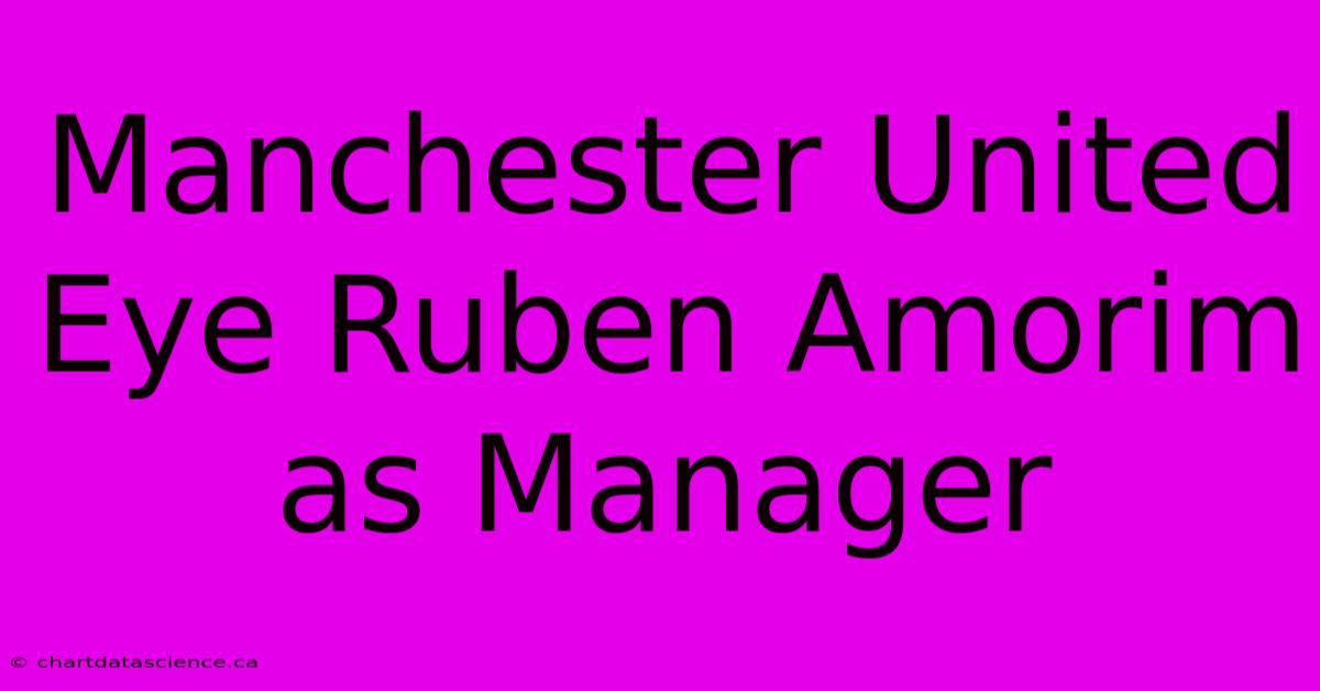 Manchester United Eye Ruben Amorim As Manager