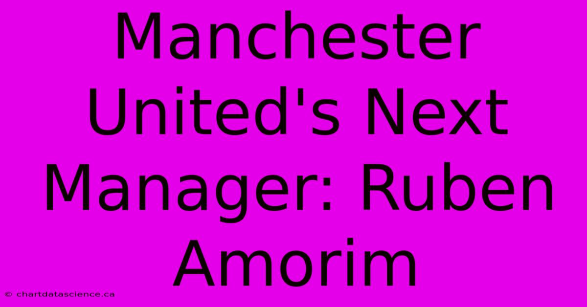 Manchester United's Next Manager: Ruben Amorim