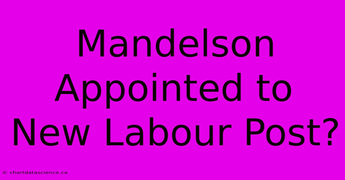 Mandelson Appointed To New Labour Post?