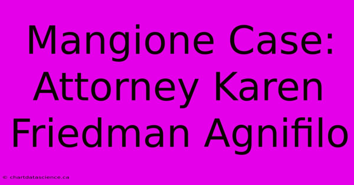 Mangione Case: Attorney Karen Friedman Agnifilo