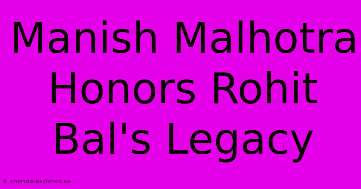 Manish Malhotra Honors Rohit Bal's Legacy