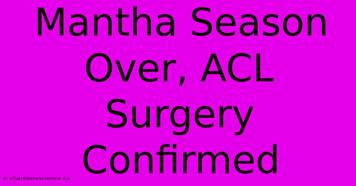 Mantha Season Over, ACL Surgery Confirmed 